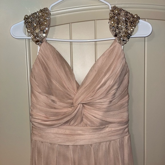 Light pink formal prom party long dress great condition worn 1 time size 3 - Picture 1 of 6